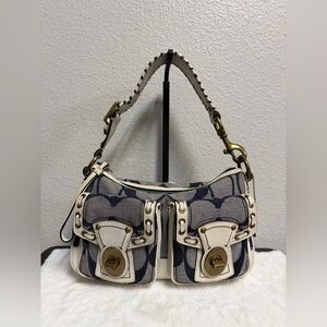 Coach Denim Legacy Double Turnlock Shoulder Bag